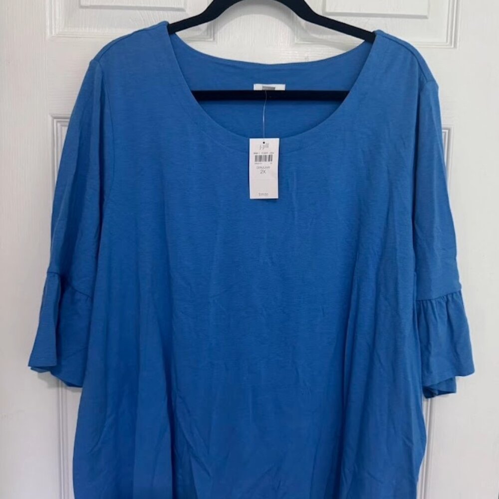 J.Jill Cerulean ¾ Bell Sleeve Shirt | NWT | 2X - Picture 4 of 4